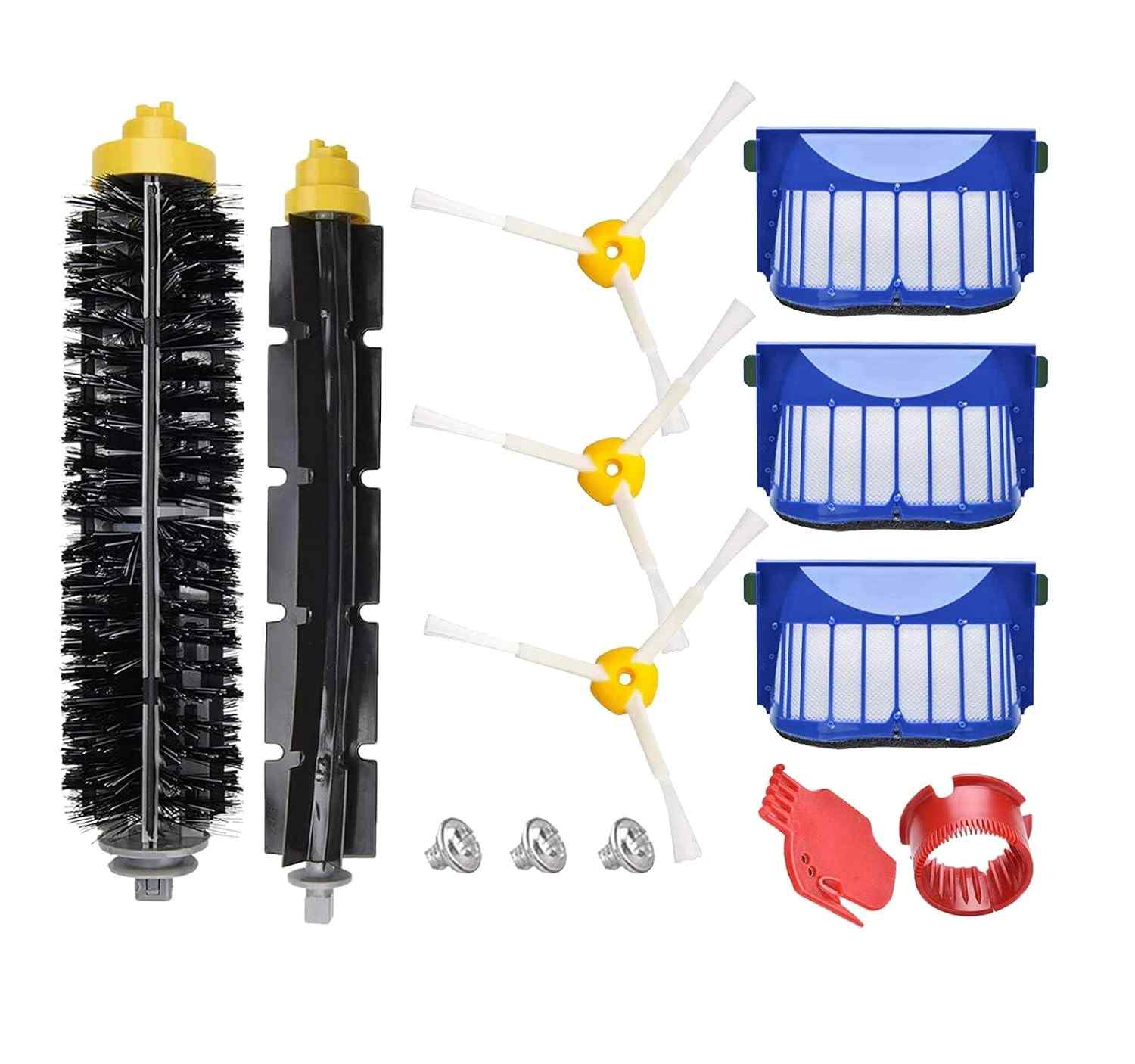 Kit de Peças de Reposição para iRobot Roomba Série 600 - 3 Escovas Laterais, 3 Filtros, Escovas de Rolo e Acessórios