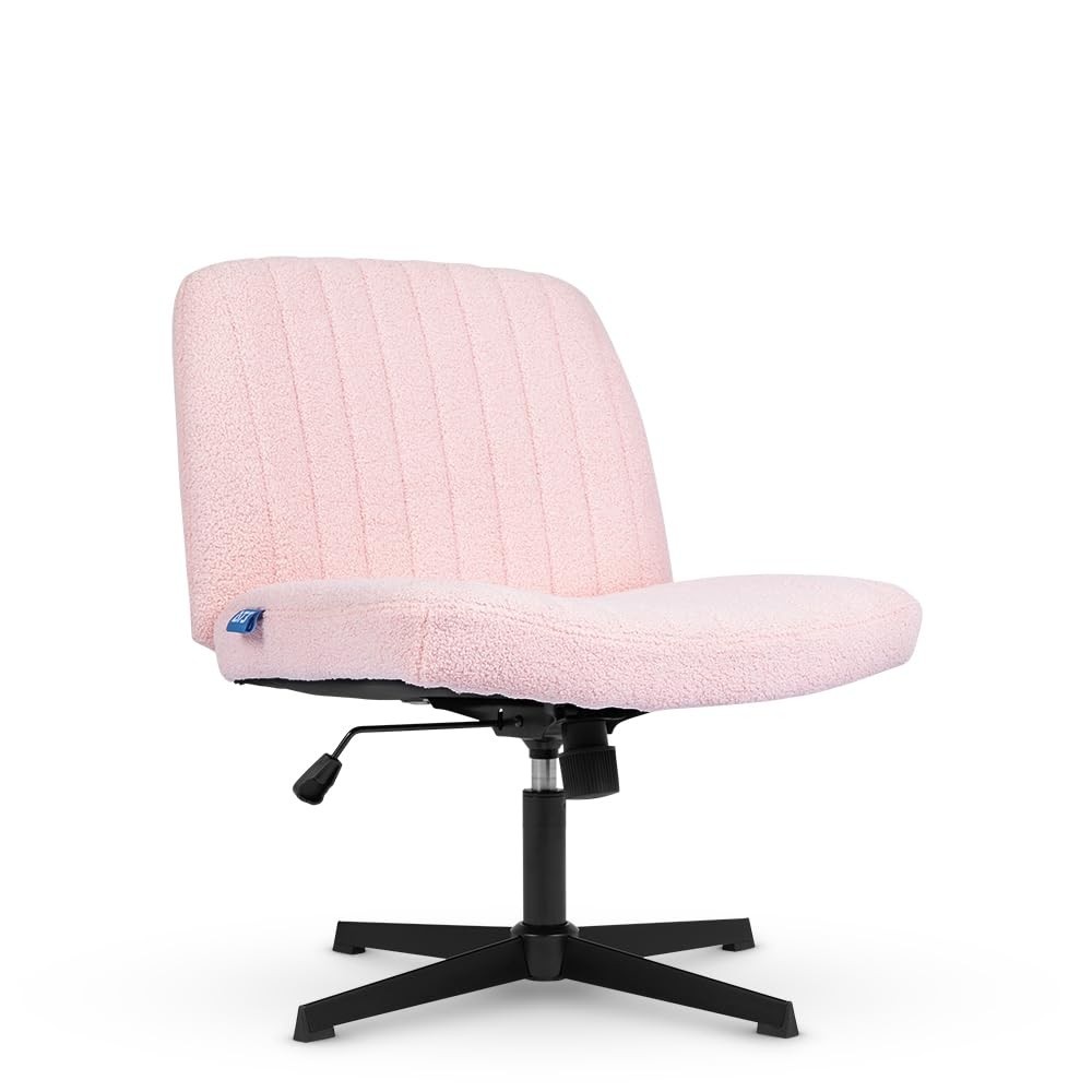 Cadeira de Escritório DT3 Dolly Criss Cross Cosy Chair Rosa Bouclé - Conforto Ergonômico Extra Grande