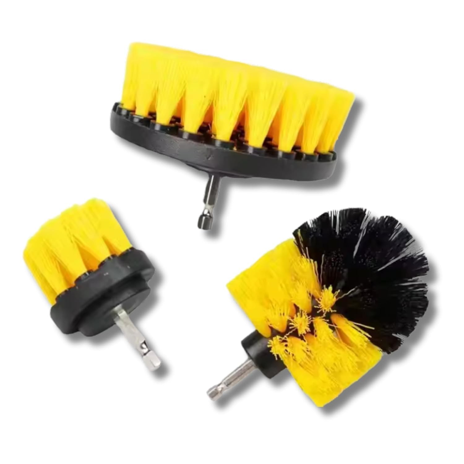 Kit 3 Escovas Rotativas para Furadeira - Limpeza Profunda em Rejuntes, Pneus e Carpetes
