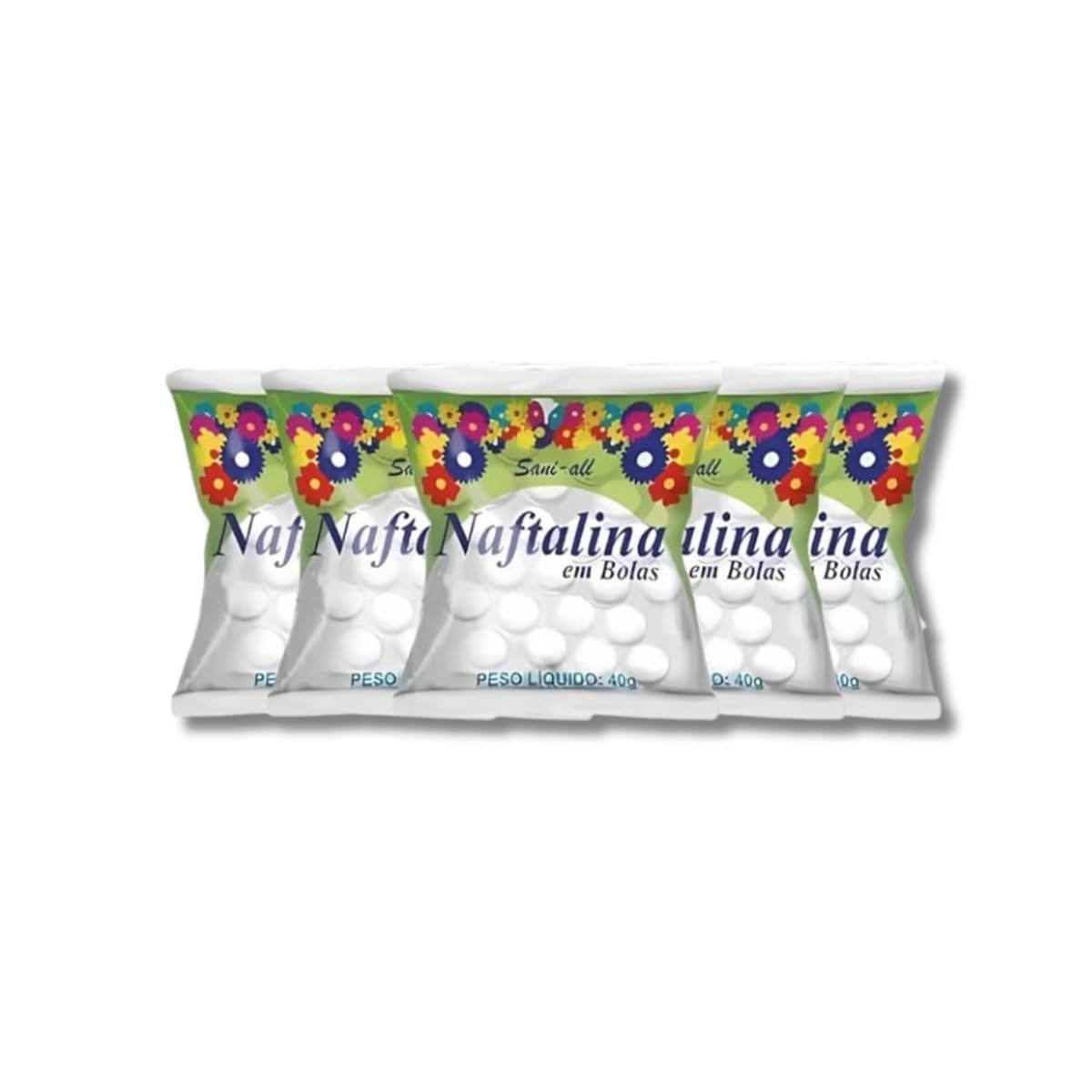 Kit 5 Saniall Naftalina 40g - Bolas Antitraça para Armários e Guarda-Roupas com Fragrância Suave