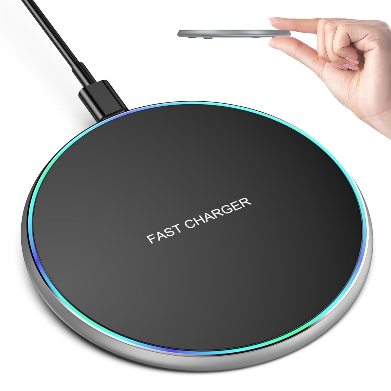 Carregador Sem Fio 15W Rápido: Compatível iPhone 16 a 8 e Samsung S23 a S10