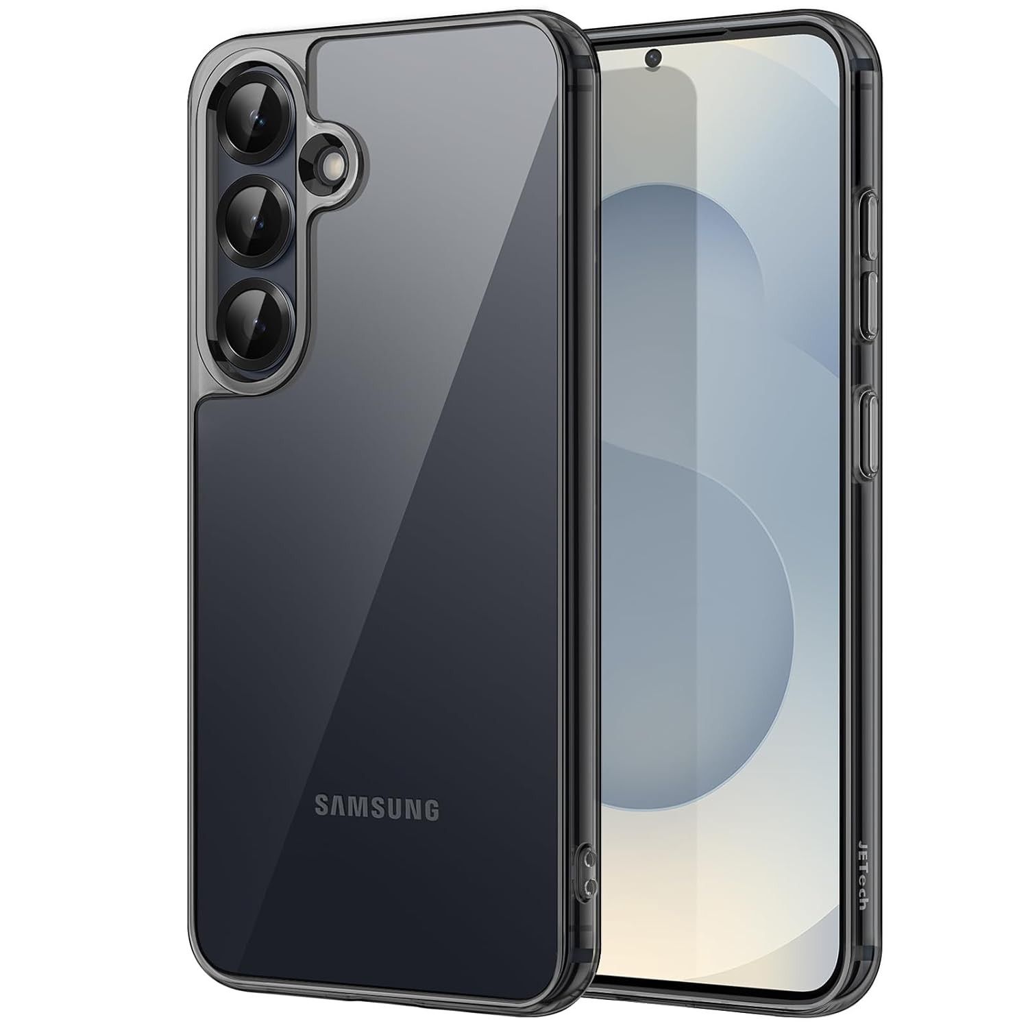 JETech Capa Protetora Anti-Choque para Samsung Galaxy S25+ Plus 5G - Transparente e Anti-Riscos (Preto)