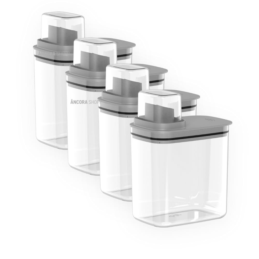 Kit 4 Unidades Dispenser 1,5L - Sabão Líquido, Amaciante e Alvejante | Organize sua Lavanderia com Estilo