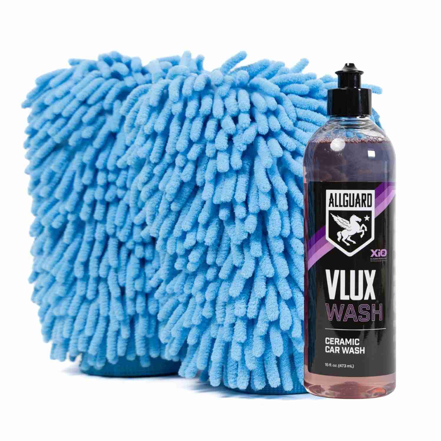 AllGuard Luva Microfibra Dupla Face para Lavagem de Carro + Sabonete VLUX - Limpeza Impecável Sem Riscos