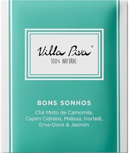 Villa Piva, Chá para infusão, Bons sonhos, Sabor blend de Chá de Capim Cidreira, Melissa, Hortelã, Erva-Doce, Camomila & Jasmim, 15 saches
