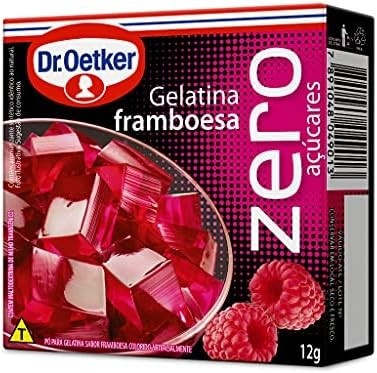 Dr. Oetker Gelatina em Pó Zero, Sabor Framboesa, Sobremesa com Sabor e Consistência Deliciosa, Fácil de Fazer, 12g