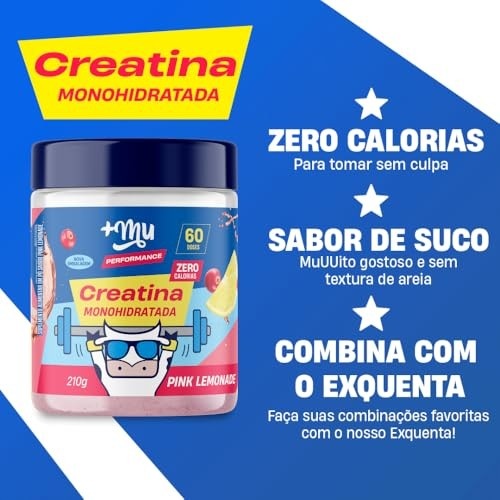 +Mu Creatina Monohidratada 100% pura Sabor Pink Lemonade - 210g