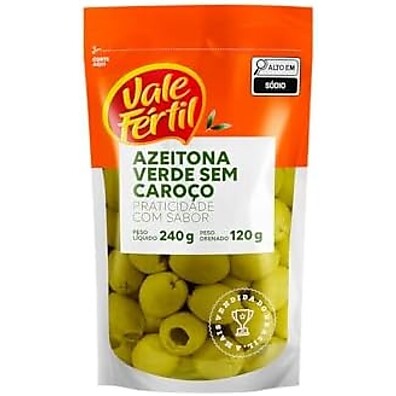 Vale Fértil Azeitona Verde Em Conserva Sem Caroço Sachê 120G