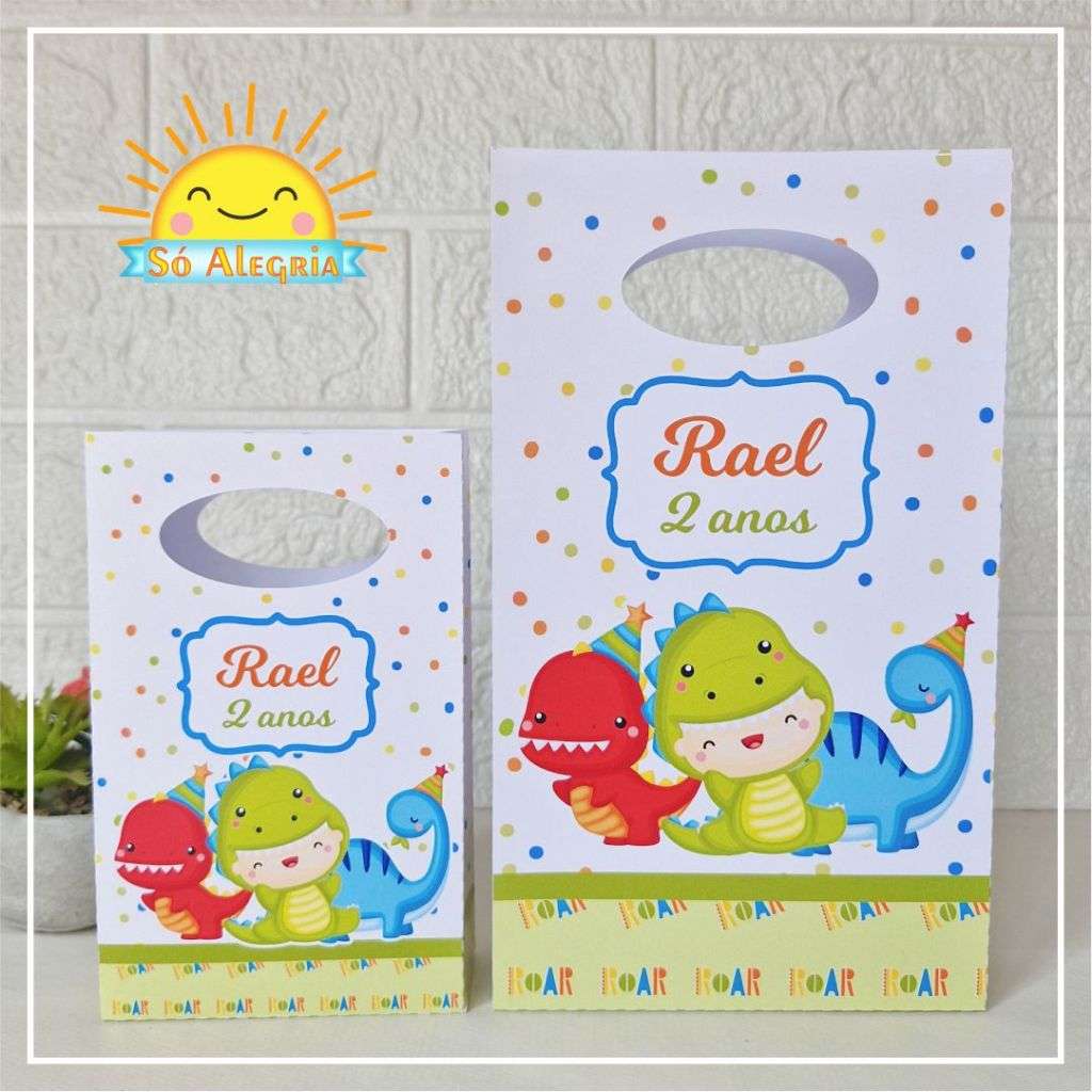Sacolinha Surpresa Personalizada Dino Baby: A Lembrancinha Perfeita para Festas Infantis