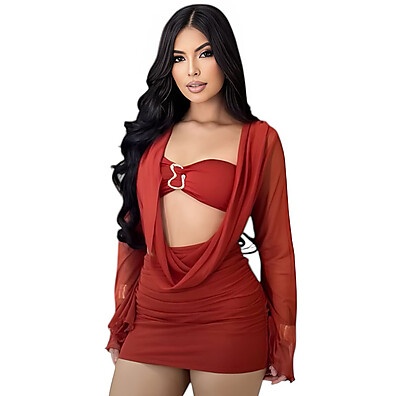 Trijunto Tule GRINGA-EUPHORIA: Conjunto Blusa + Saia