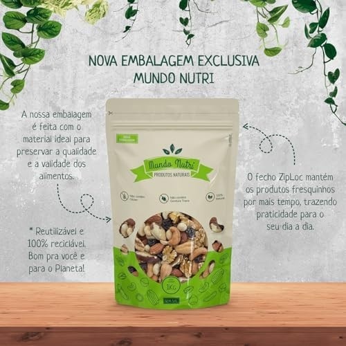 1kg Mix Castanhas e Frutas Secas Natural Mundo Nutri (1Kg, Sem Sal)