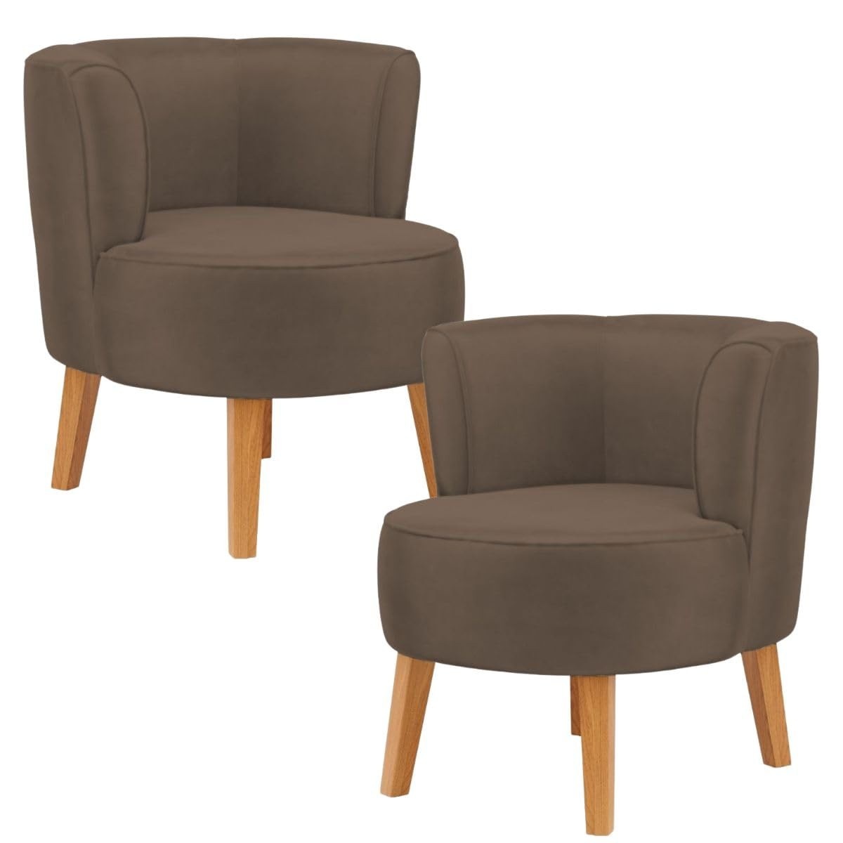 Kit 2 Poltronas em Veludo Marrom - Design Moderno para Sala de Jantar e Escritório