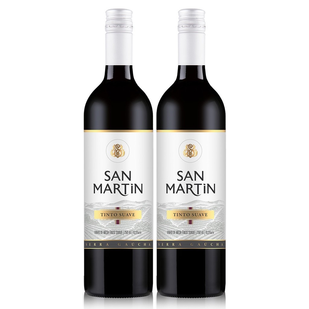 San Martin Bordo Tinto: Kit 2 Vinhos Suaves 750ml