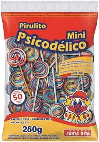 Mini Pirulito Psicodélico Colorido c/50 - Santa Rita