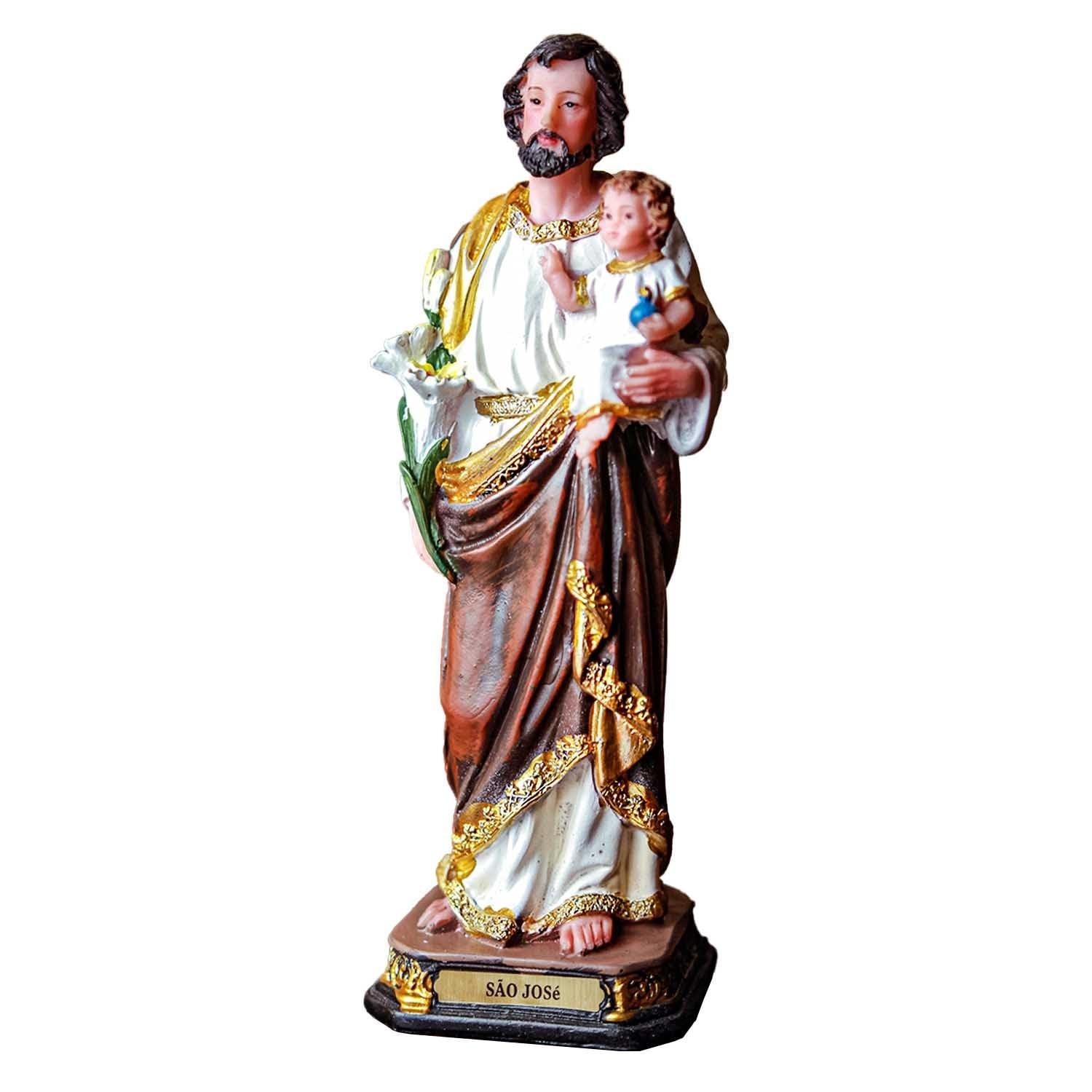 Imagem de São José em Resina 20cm - Decoração Religiosa Importada com Detalhes Exclusivos