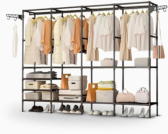 Arara Cabideiro com Sapateira e 10 Prateleiras 4 Colunas – Organize seu Closet com Estilo e Praticidade