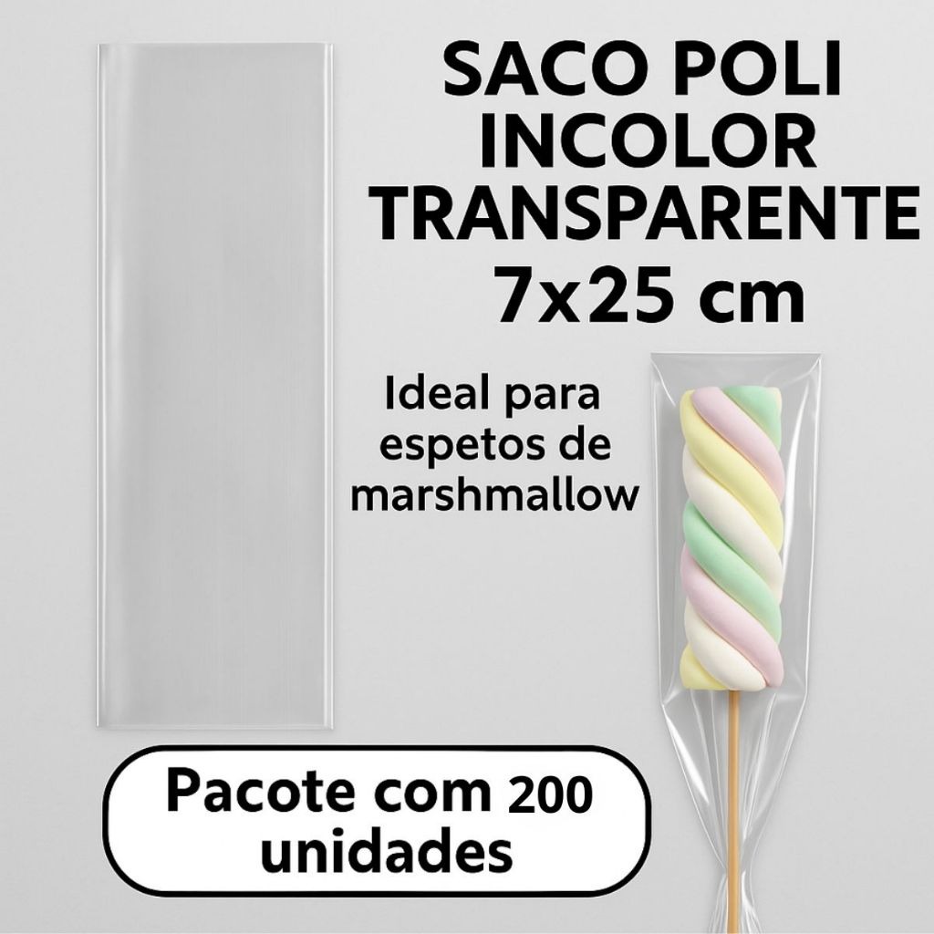 Saquinhos Transparentes 7x25cm: Perfeitos para Doces!