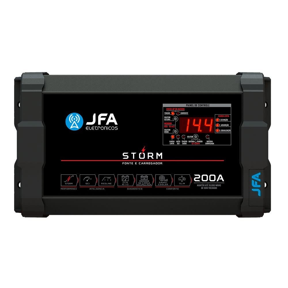 Fonte Carregador Automotivo JFA Storm 200A SCI Bivolt: Potência e Tecnologia para Seu Veículo