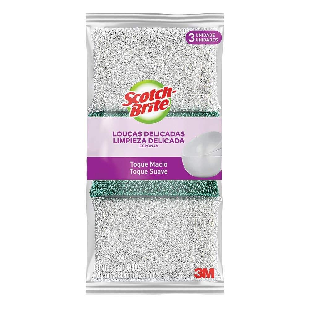 Scotch-Brite 3M Esponja Prateada - Pacote com 3 Unidades para Limpeza Eficiente e Segura
