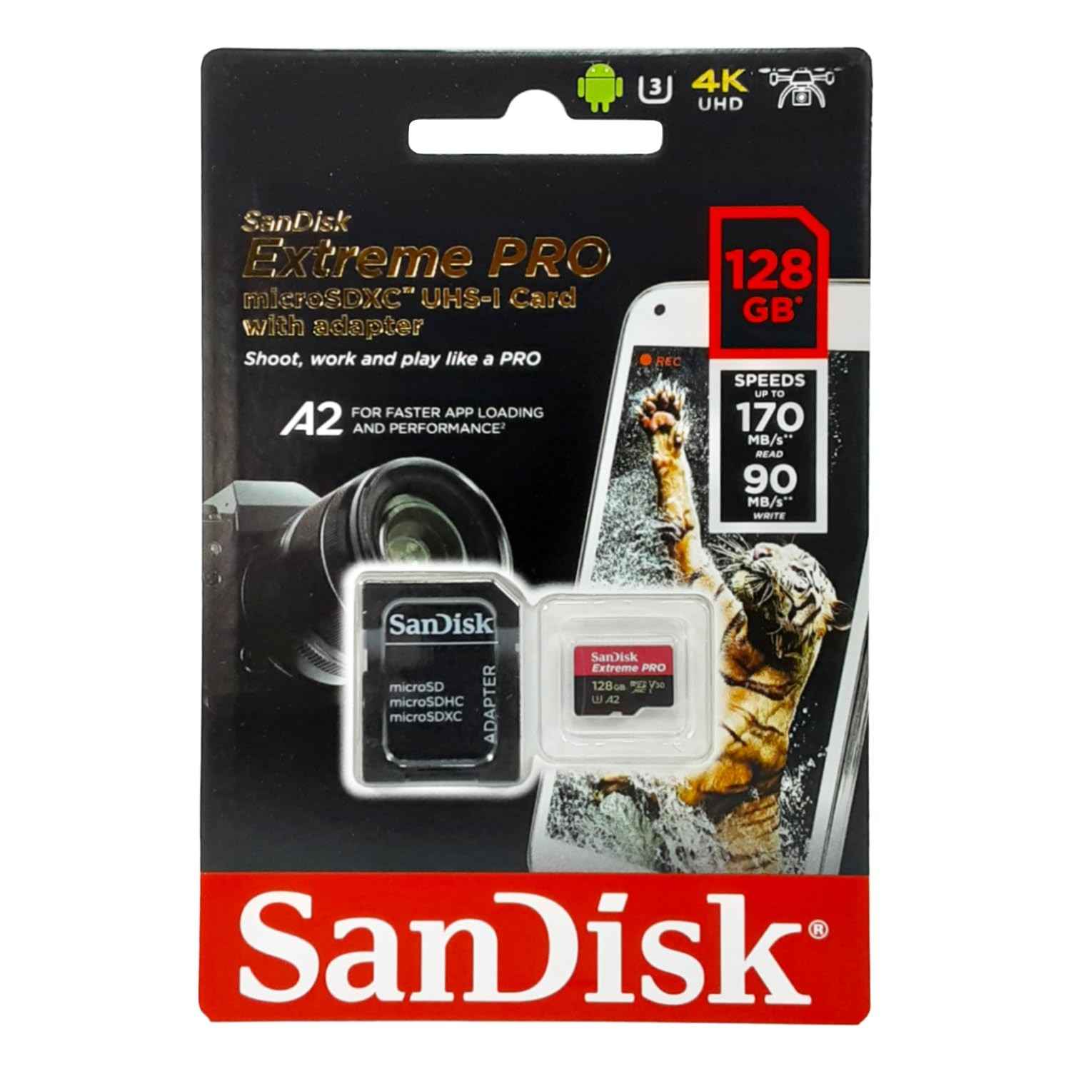 Cartão Micro SD SanDisk Extreme PRO 128GB: Velocidade e Confiança para Seus Dados