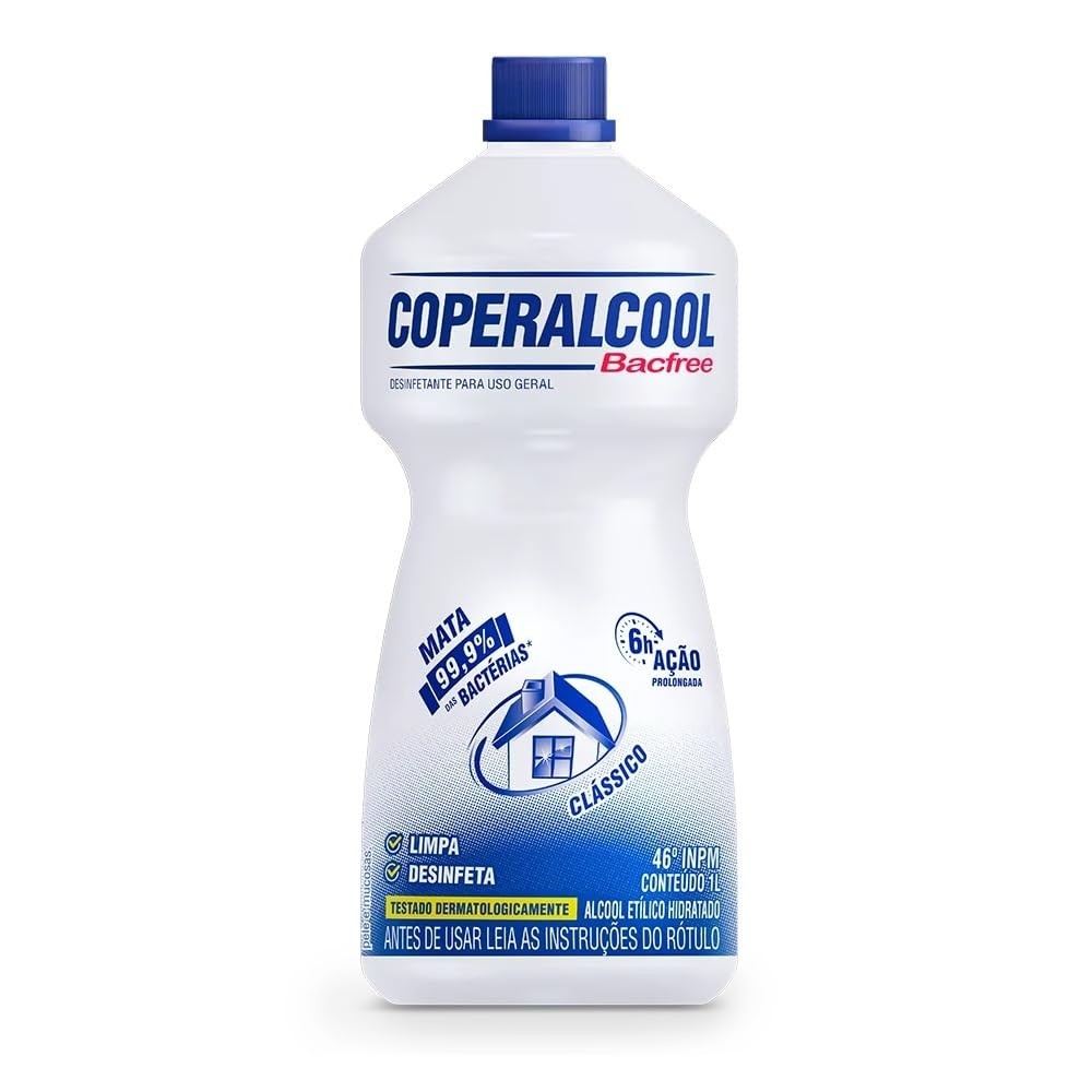 Álcool 46°INPM Coperalcool Bacfree Clássico 1L - Limpeza e Higienização Segura
