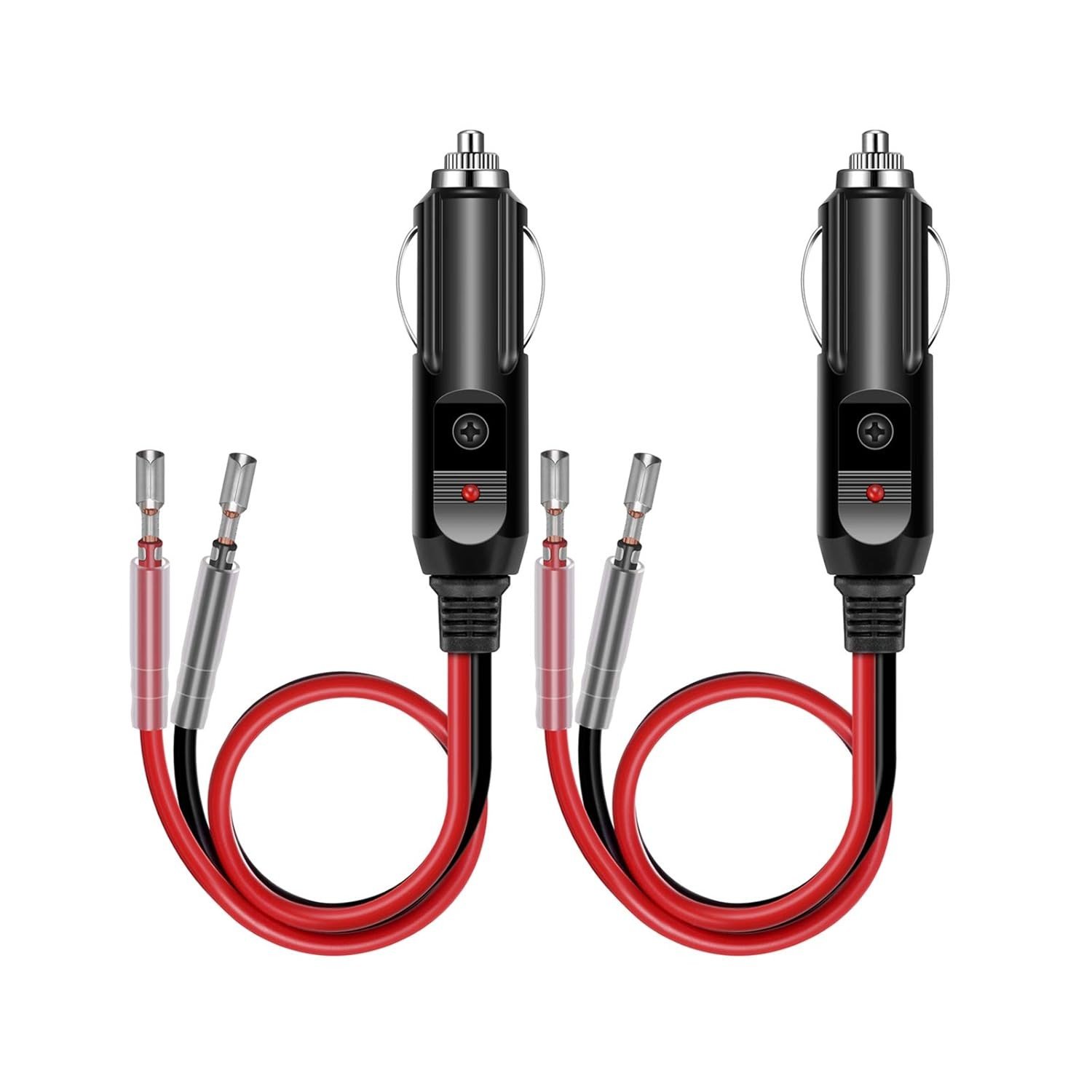 YONHAN Plugue Macho para Acendedor de Cigarros 12V (2 Unidades) - Conexão Segura e Indicador LED