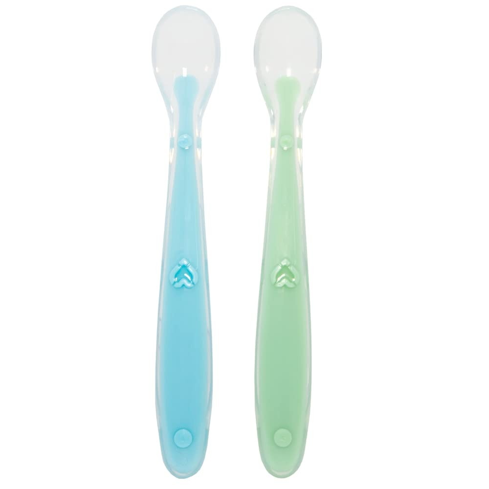 Kit Colher Silicone Azul e Verde Buba - Seguro, Ergonômico e Livre de BPA