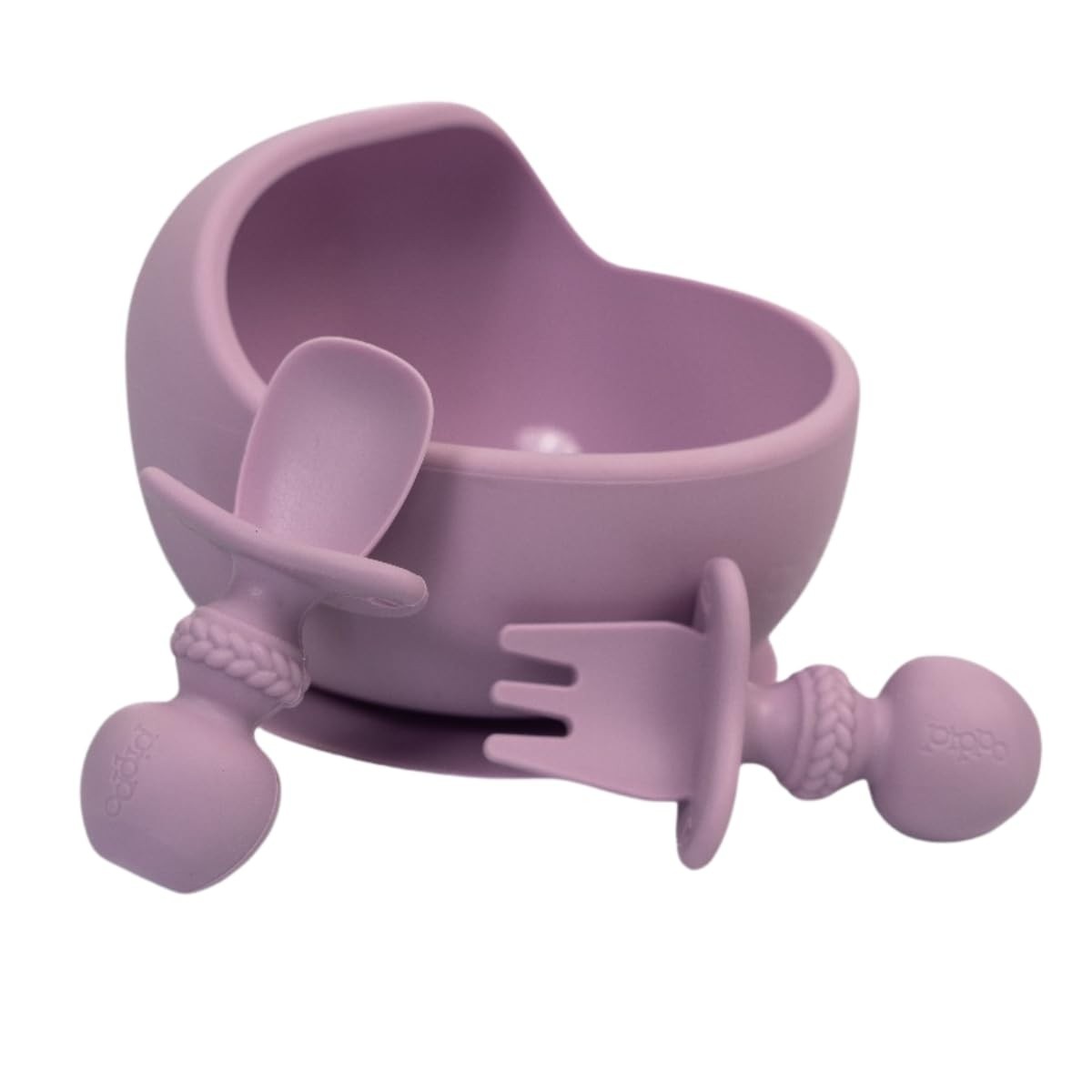 Kit Bowl de Silicone Violeta com Talheres Seguros para Bebês - Pippo