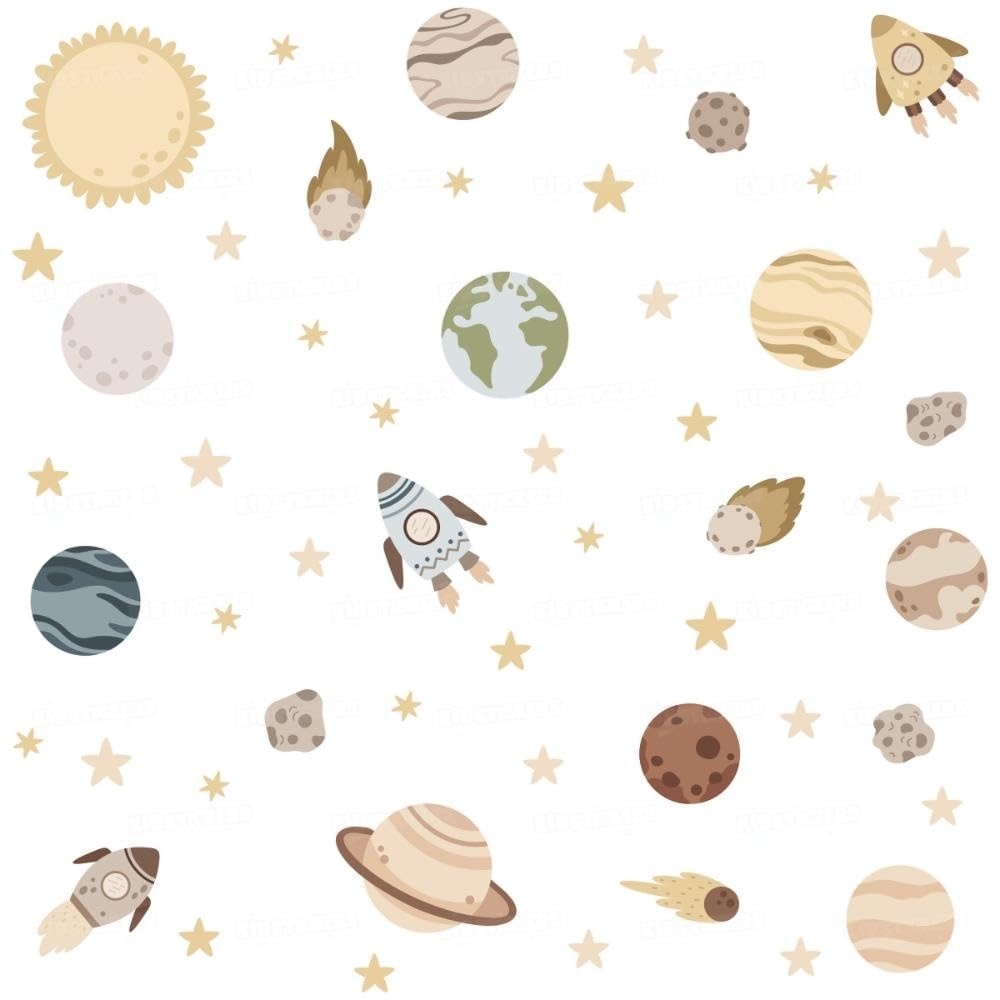 Kit Adesivos Decorativos Universo Infantil - Laváveis, Seguros e Fáceis de Aplicar para Quarto de Criança