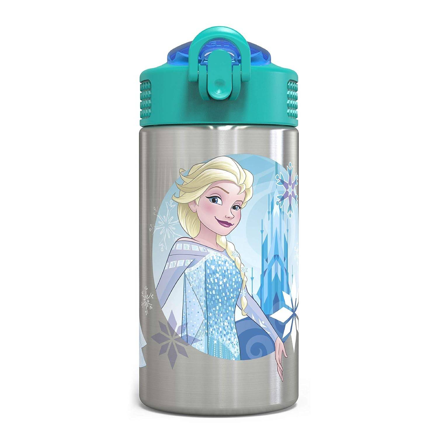 Garrafa de Água Infantil Frozen Zak Designs 440ml com Bico Dobrável - Aço Inoxidável Sem BPA