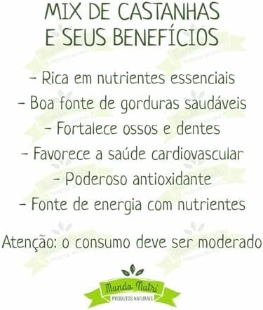 500g Mix de Castanhas de Caju, Pará, Nozes, Amêndoas e Macadâmia (Sem Sal)