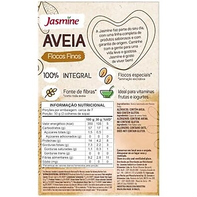 Aveia Flocos Finos Jasmine Sem Glúten 200g