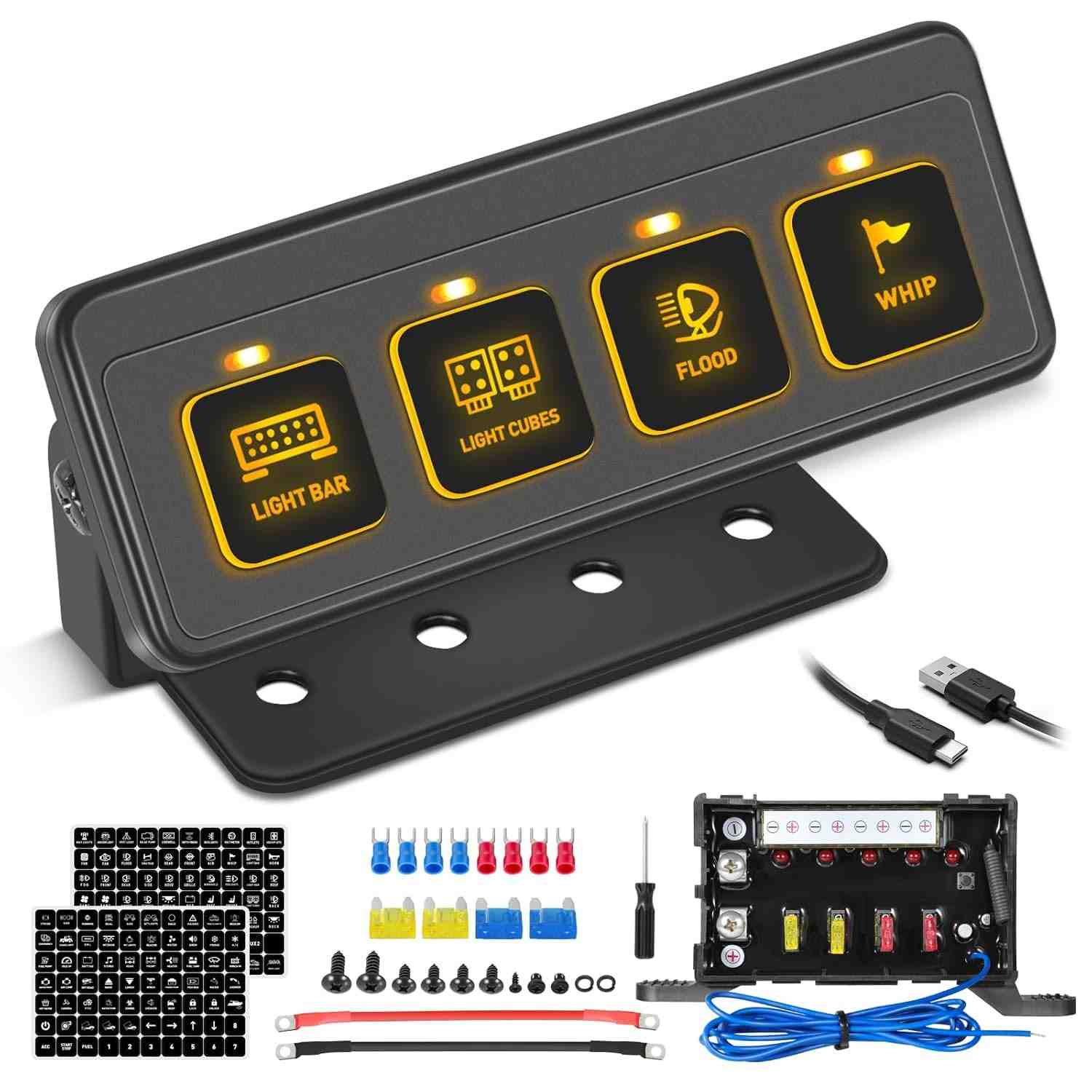 Painel de 4 Interruptores Sem Fio Niking Auto: Controle Total e Organização para seu Veículo Off-Road