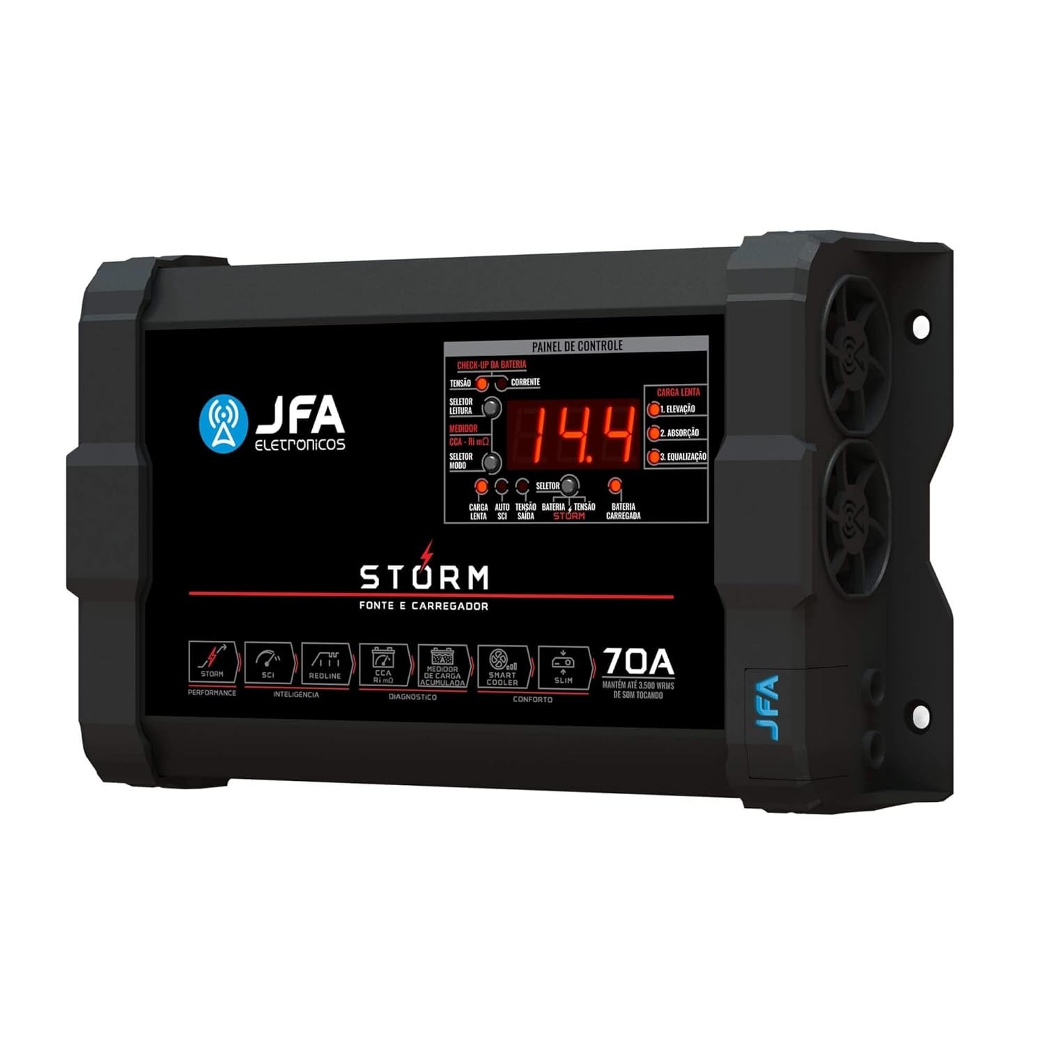 Carregador de Bateria JFA Storm Plus 70A Bivolt: Potência e Desempenho para seu Carro Som