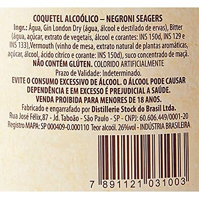 Seagers Negroni: Seu Aperitivo Clássico 980ml
