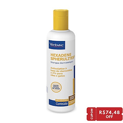 Shampoo Hexadene Spherulites Virbac 250ml – Antisséptico para Cães e Gatos