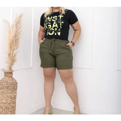 Shorts Curto Plus Size Bengaline Verão 2023