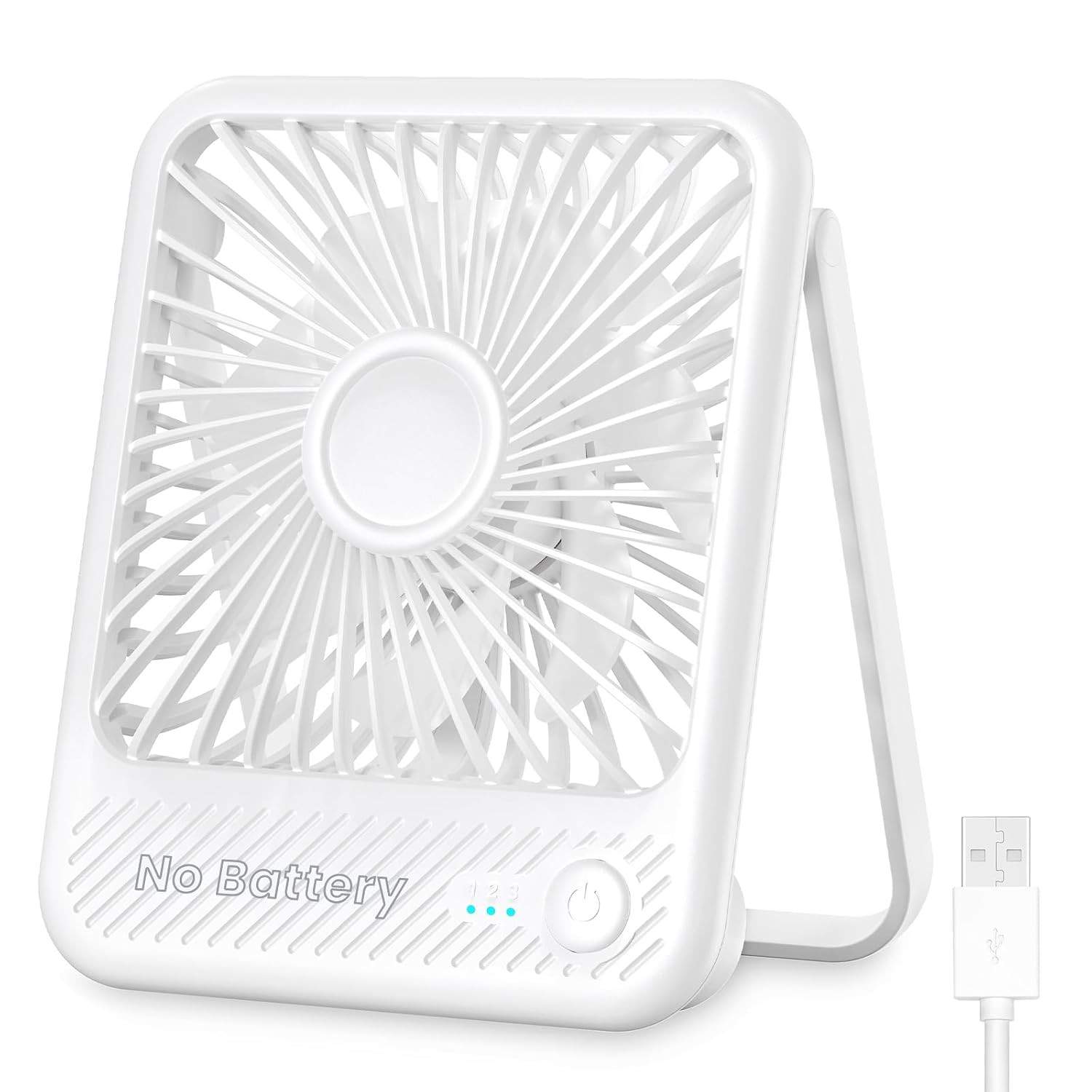 Koonie Ventilador de Mesa USB 180° Inclinável | 3 Velocidades Silencioso com Design Compacto