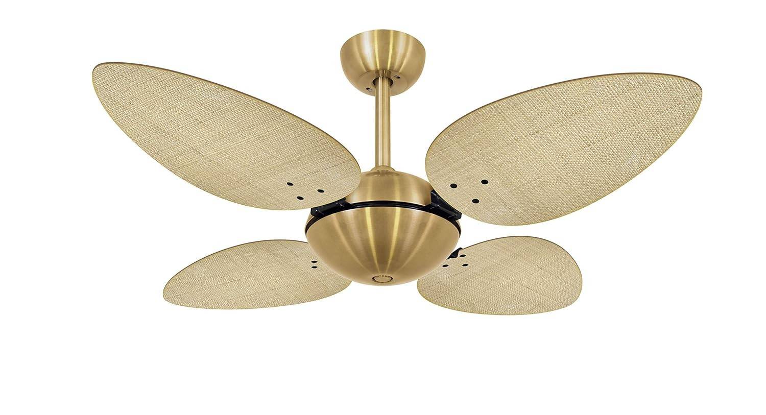 Ventilador de Teto Dourado 4 Pás Volare Office Pétalo Palmae com Design Natural e Silencioso