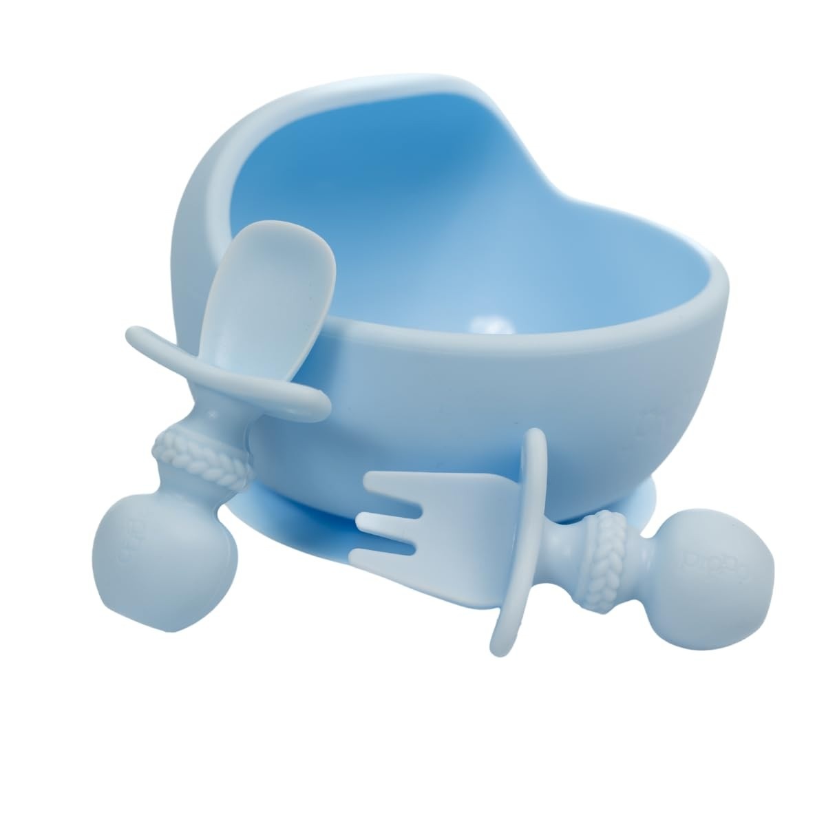 Kit Bowl de Silicone Azul com Talheres Ergonômicos para Bebês | Seguro, Sustentável e Divertido