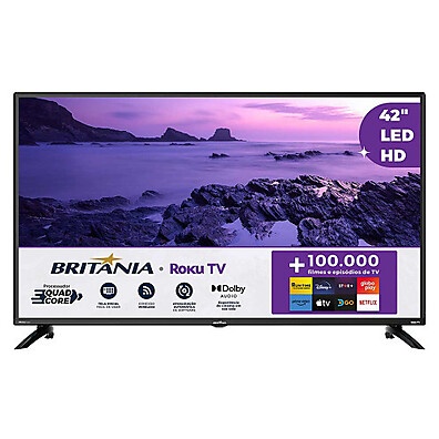 Smart TV 42” Britânia Full HD com Roku: Alta Performance