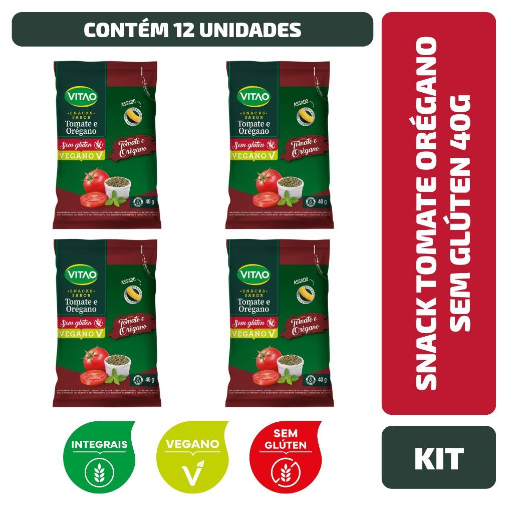 Snack Sem Glúten Vitao Tomate Orégano: 12 Unidades!