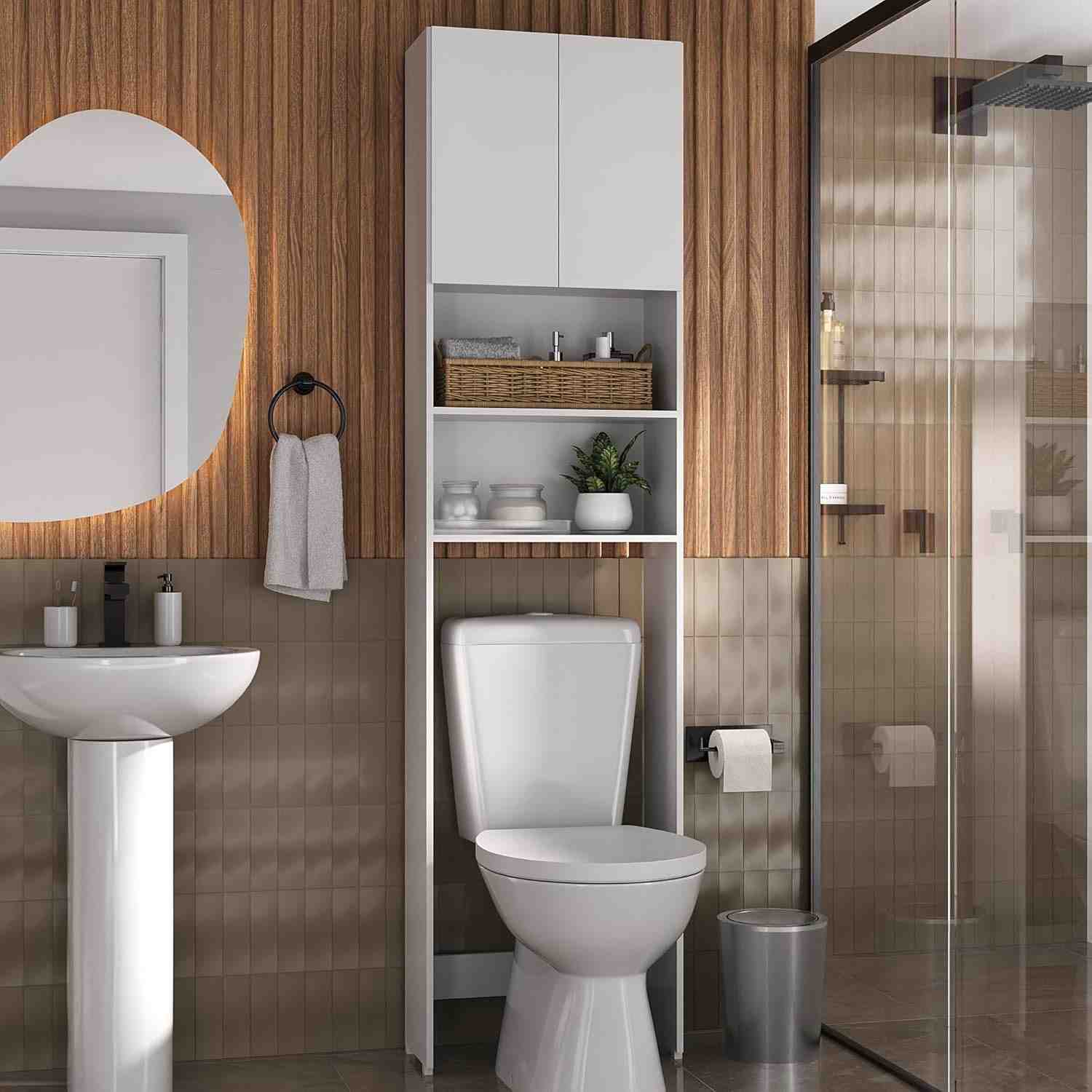 Armário para Banheiro Sobre o Vaso Sanitário com 2 Portas | Multimóveis Branco | Organização Inteligente