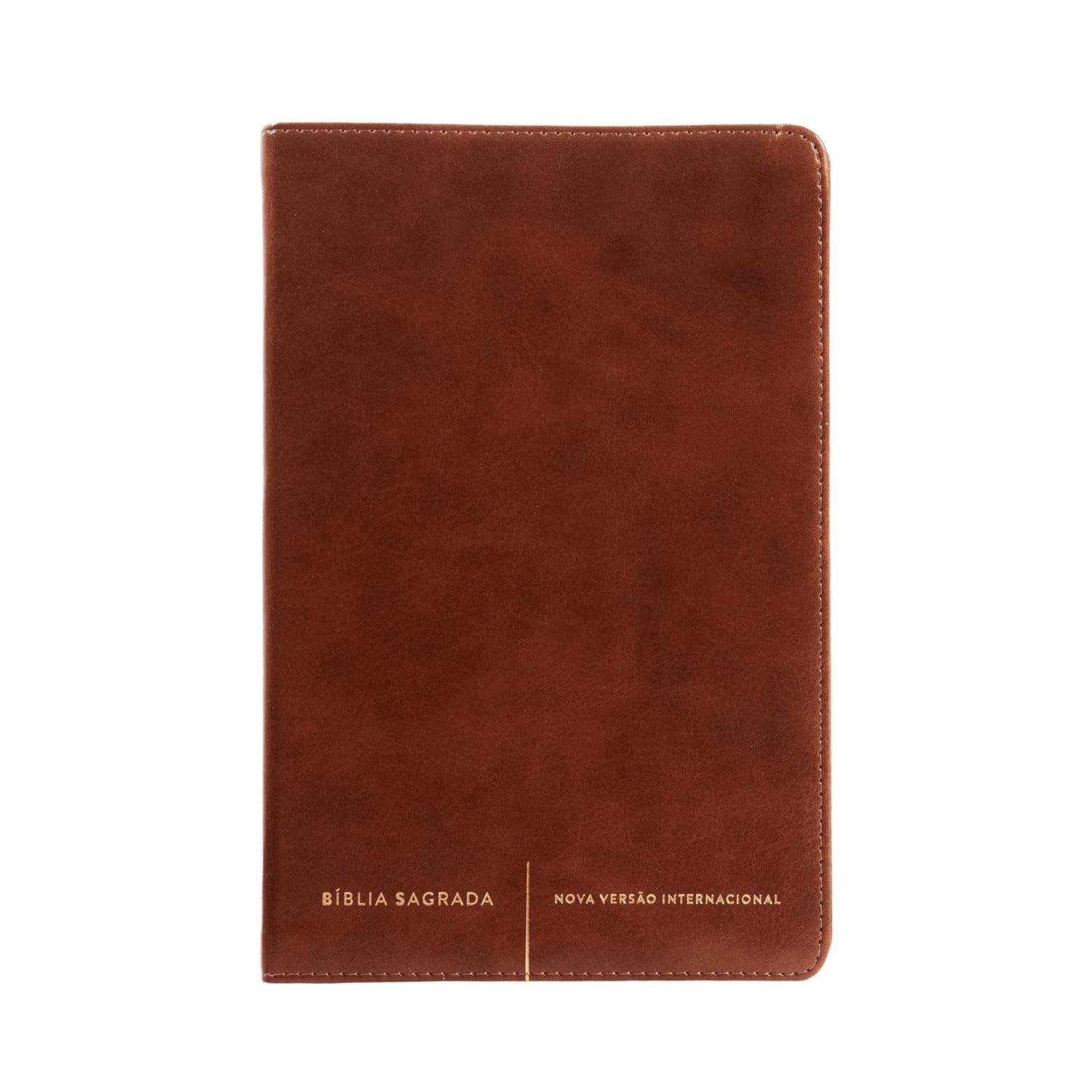 Bíblia Sagrada Slim NVI Luxo em Couro-Soft Marrom - Leve e Elegante
