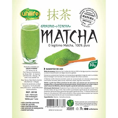 Matcha Puro Orgânico Solúvel 30g Unilife