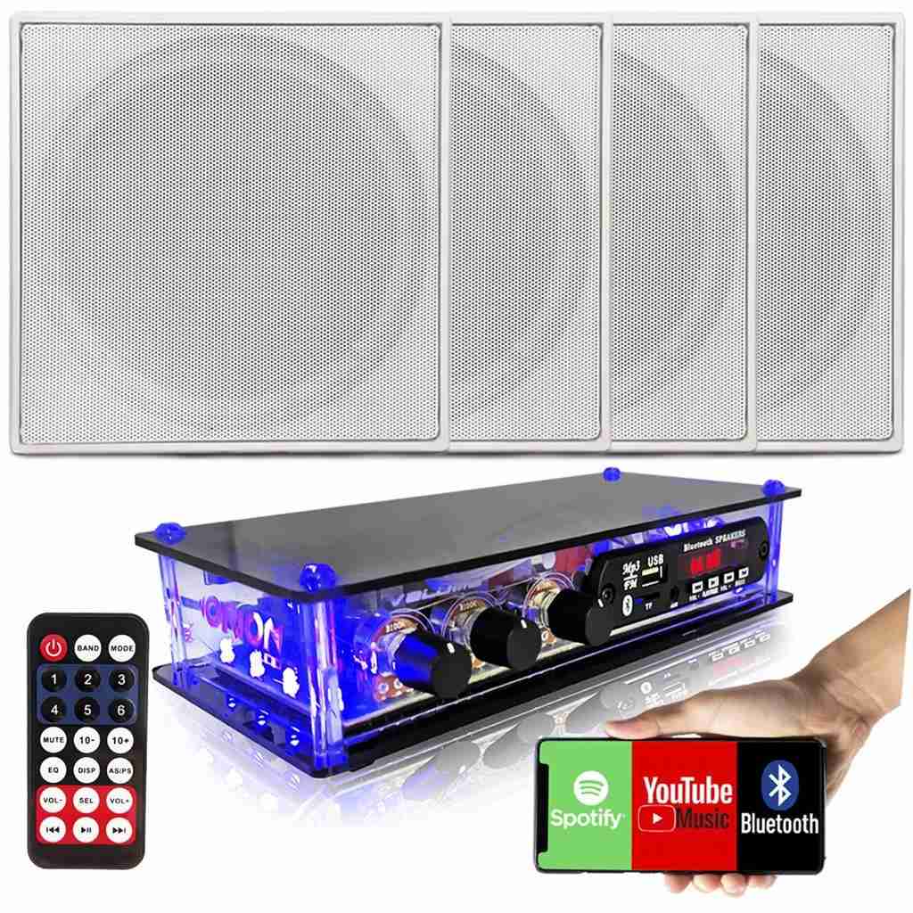 Som Ambiente Perfeito: Kit 4 Caixas + Amplificador