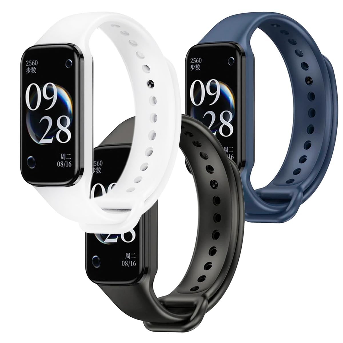 Kit 3 Pulseiras de Silicone Sport Cores Vivas para Xiaomi Mi Band 8 Active