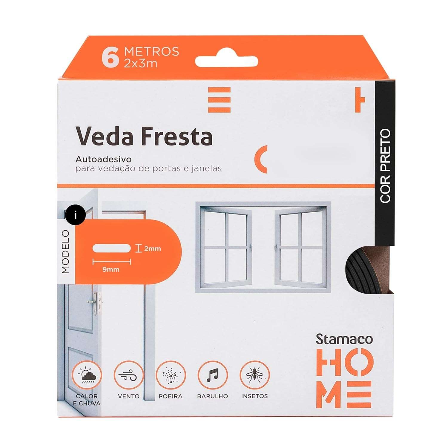 Veda Fresta Preto STAMACO HOME: Proteção Total Contra Insetos, Vento e Poeira