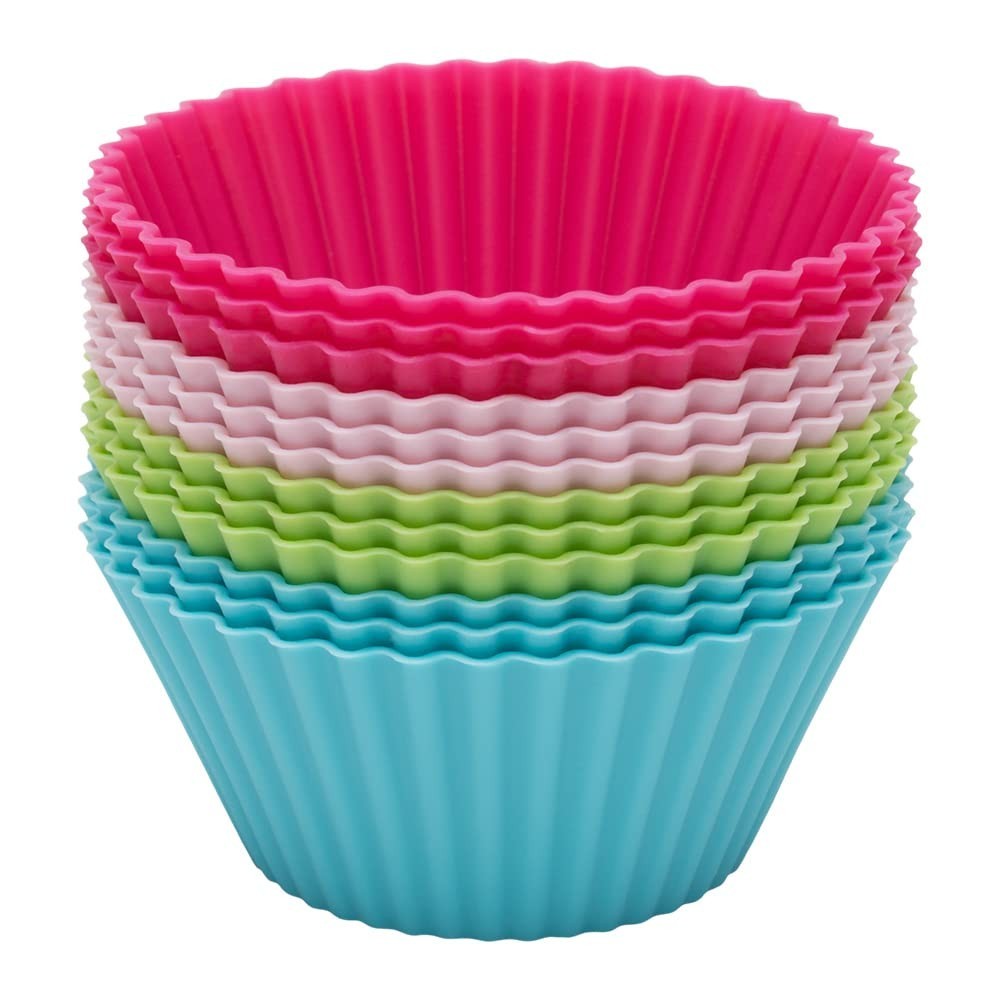 Jogo de Formas para Muffins Redondo 12 Peças - Silicone Alimentar Antiaderente Mimo Style