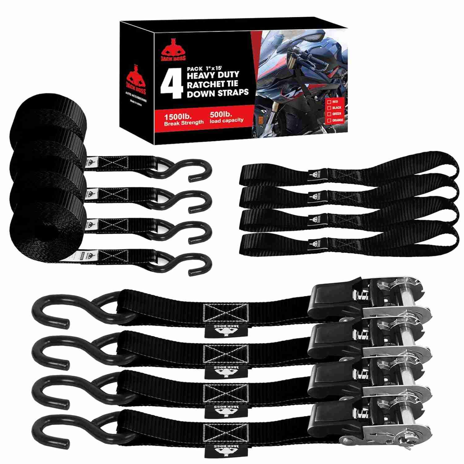 Kit 4 Tiras de Amarração com Catraca 680kg - Segurança Máxima para Sua Carga!
